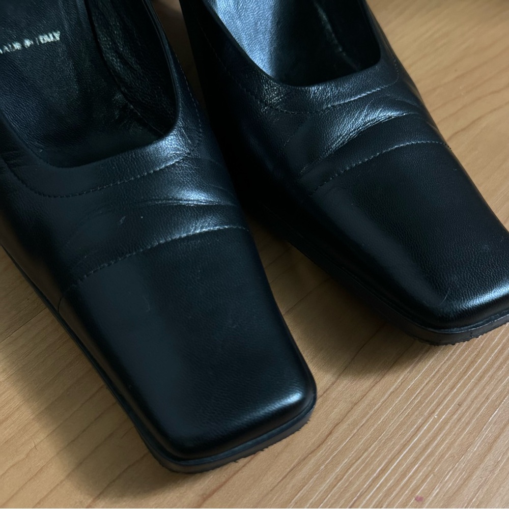 Prada Black Square Toe Heels Vintage Size 35.5 / US 5.5 - Picture 2 of 9